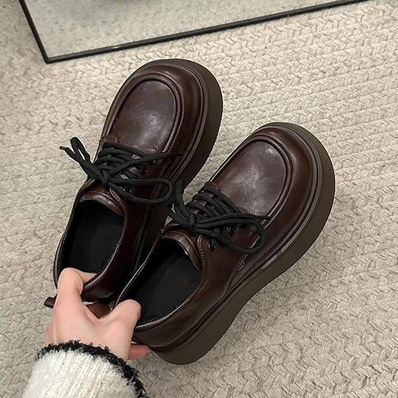 Oxford Lace Up Women - 여성용 플랫폼 로퍼, 끈으로 묶는 스타일,