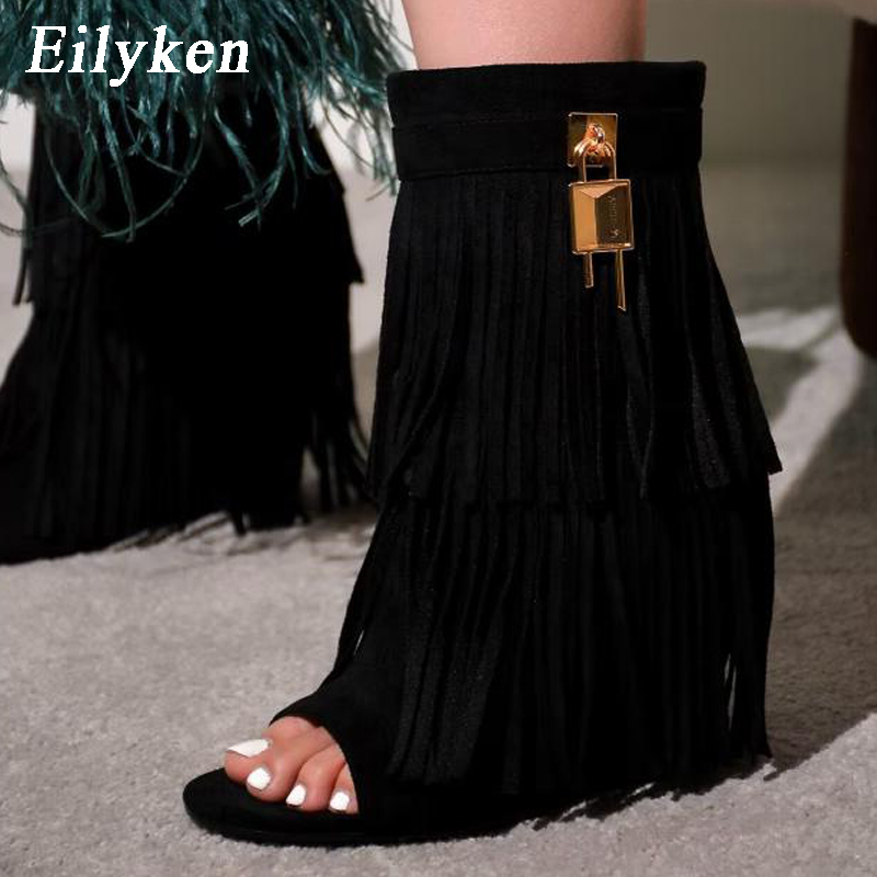 Women'S Shoes Quality - 에일리켄 디자이너 스타일의 술 장식 웨지힐
