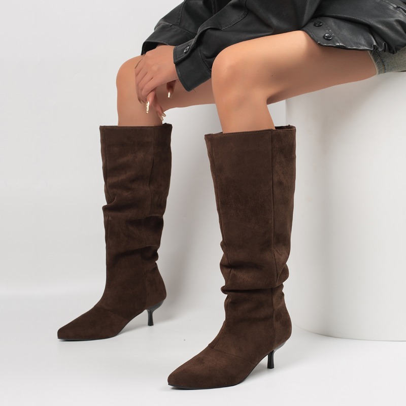 봄/가을 여성용 인조 스웨이드 소재의 넉넉한 핏 롱 부 - Knee High Boots Women 리뷰 및 가격