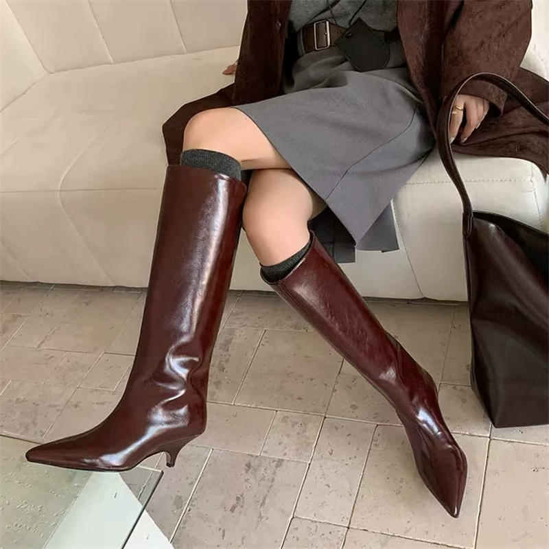 스트릿 스타일 새 겨울 패션 여성 니하이 부츠 포인티드 - Knee High Boots Women 리뷰 및 가격