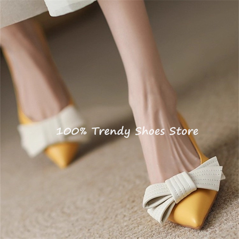 나비 매듭 장식 여성 슬립온 펌프스 프렌치 스타일 우아 - Women'S Shoes Quality 리뷰 및 가격