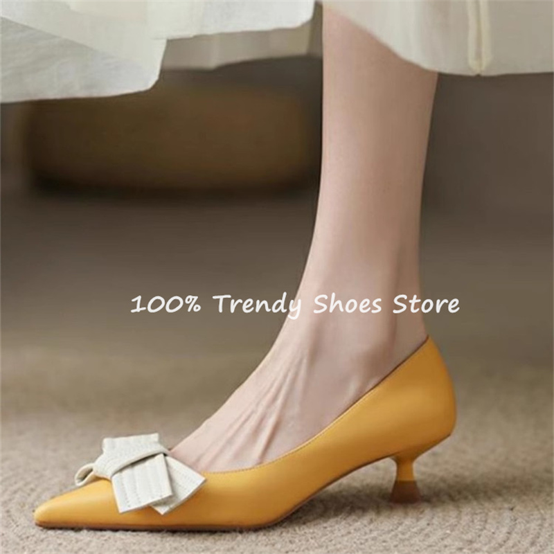 나비 매듭 장식 여성 슬립온 펌프스 프렌치 스타일 우아 - Women'S Shoes Quality 리뷰 및 가격