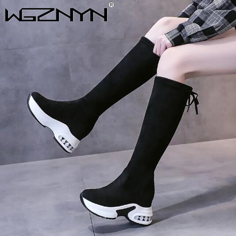 여성용 따뜻한 청키 플랫폼 롱 부츠, 레이스업 플록 무 - Knee High Boots Women 리뷰 및 가격