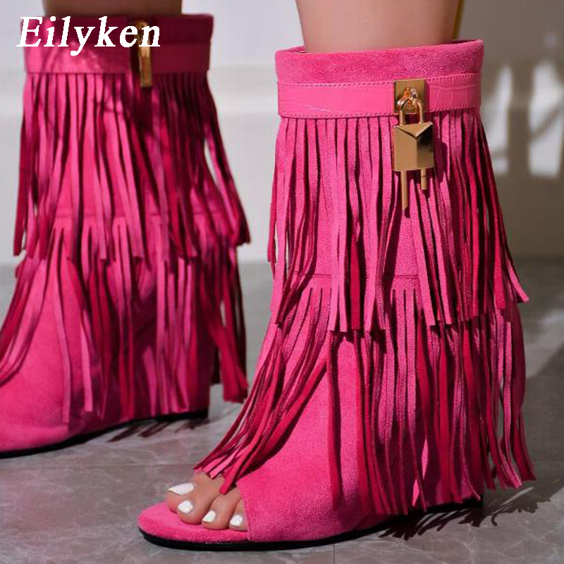 에일리켄 디자이너 스타일의 술 장식 웨지힐 부츠 샌들, - Women'S Shoes Quality 리뷰 및 가격