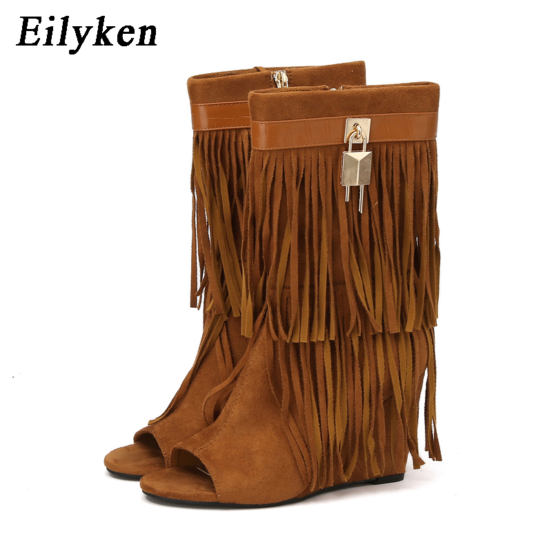 에일리켄 디자이너 스타일의 술 장식 웨지힐 부츠 샌들, - Women'S Shoes Quality 리뷰 및 가격
