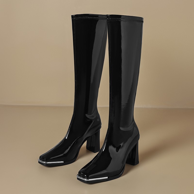 무릎 높이 부츠 가을 신상 스퀘어 토 메탈 헤드 가드  - Knee High Boots Women 리뷰 및 가격